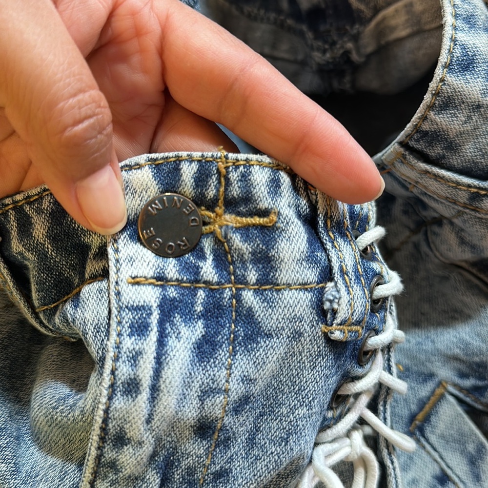 Rose Denim Vintage Retro Acid Vintage Wash High Waisted Jeans - Picture 7 of 7